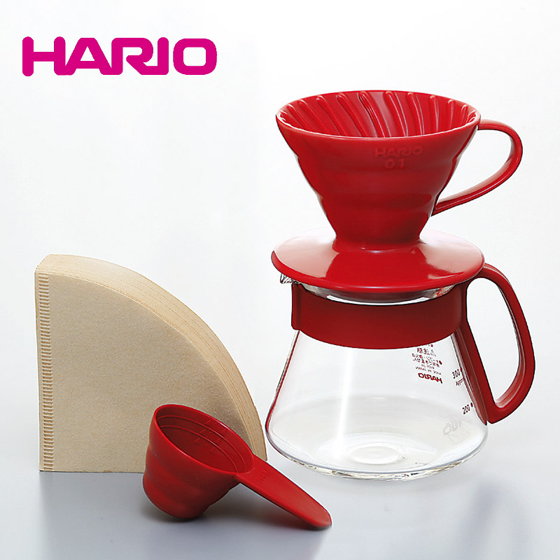 【有田焼】 HARIO ハリオ V60 セラミック コーヒー ドリッパー ＆ 耐熱ガラス ポット セット レッド 360ml(1〜2杯用)  【食器洗浄機対応】【電子レンジ対応】【熱湯対応】 VDS-3012R【ラッキシール対応】 | Ｋ’ｓ　Ｒａｉｎｂｏｗ