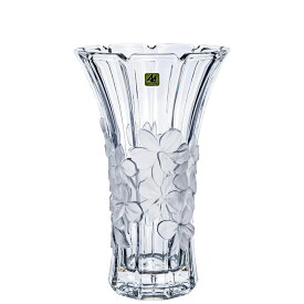 クリスタルガラス フラワーベース 花瓶 蘭柄花器(中) Φ145×H230mm おしゃれ 上品 和風 ギフト F-70410