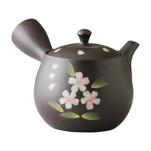 【常滑焼】 急須 手描き 黒泥桜 (さわやかアミ茶こし付) 380ml (1〜2杯用) おしゃれ 可愛い 和風 和食器 誕生日 お祝い ギフト 贈り物 プレゼント 【食器洗浄機対応】
