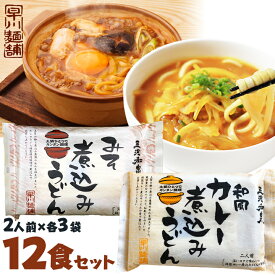 三河和泉 みそ煮込みうどん 和風カレー煮込みうどん 12食セット 二人前（100g×2）各3袋入 味噌 和泉 煮込み カレー うどん 送料無料