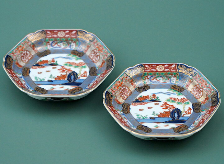 楽天市場】有田焼 復刻古伊万里 錦色絵六角焼皿14cm 【送料無料】 日本 