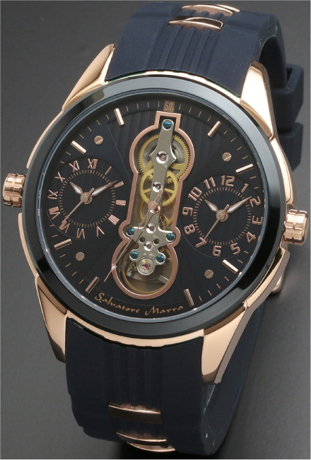 Salavatore Marra （サルバトーレマーラ） SM18113-PGBL お洒落なツインクォーツ  腕時計 メンズ ラバーバンド watches 保証1年 日本製 約121g - 0