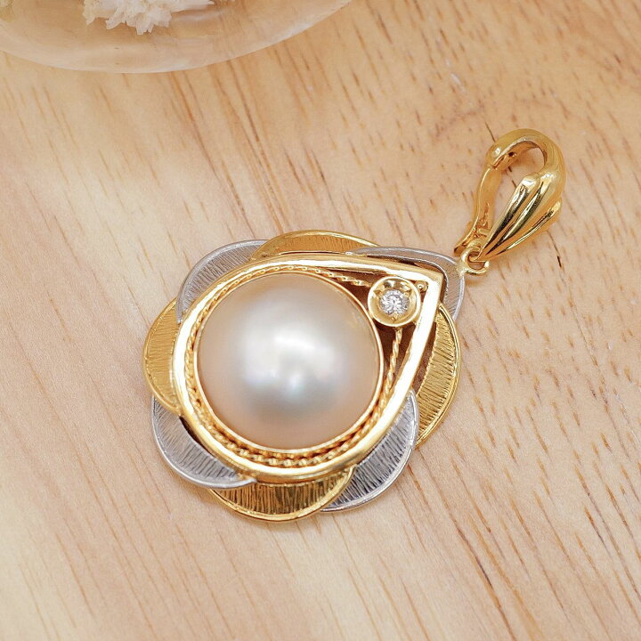 楽天市場】【中古】大粒のマベパール K18ゴールドの装飾 ペンダント 