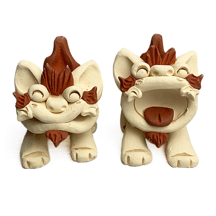 楽天市場】沖縄 お土産 シーサー 素焼きシーサー 置物 ミニ 玄関 ペア