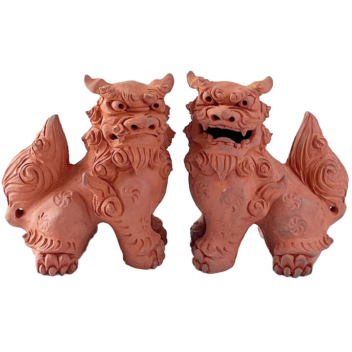楽天市場】素焼き シーサー 置物 門柱 置物 玄関 沖縄 ペア 新築祝い  