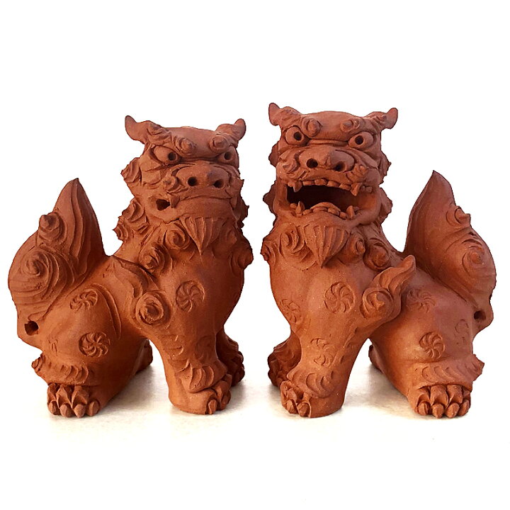 楽天市場 シーサー 素焼き 置物 玄関 沖縄 ペア 新築祝い 開運 運気 風水 魔除け 厄除け 守り神 縁起物 琉球 お土産 素焼き シーサー 琉球ガラスグラス専門店kubagasaya