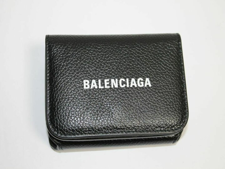 楽天市場】[中古] 送料無料 BALENCIAGA 三つ折り財布 593813 レザー 黒  