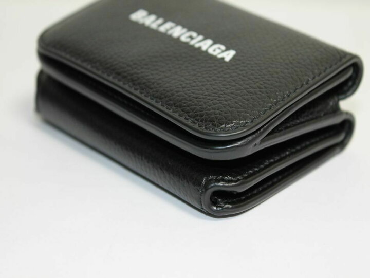 楽天市場】[中古] 送料無料 BALENCIAGA 三つ折り財布 593813 レザー 黒  
