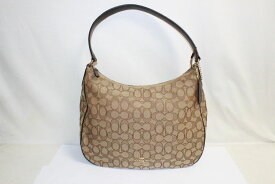 [中古] COACH シグネチャー セミショルダーバッグ ワンショルダーバッグ ハンドバッグ キャンパス レザー ベージュ ブラウン F29959 レディースバッグ コーチ USED品