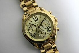 [中古] 動作品 MICHAEL KORS 腕時計 MK-5798 3針 デイト クロノグラフ SS レディース メンズ 男女兼用 クォーツ ゴールド系 マイケルコース USED品