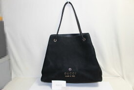 [中古] GUCCI ショルダーバッグ レザー 黒 ブラック ハンド トートバッグ レディースバッグ 肩掛け 巾着型 380118 グッチ USED品