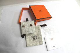 [中古] 販売証明書あり HERMES ミニポップアッシュ Hピアス ゴールド ブラック ゴールドプレーテッド エルメス USED品