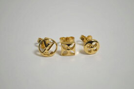 [中古] 良品 LOUIS VUITTON ピアス ブックレドレイユ クレイジー イン ロック 3点セット ゴールド メタル M00395 ルイヴィトン USED品