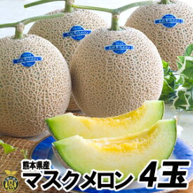 マスクメロン4玉（1.5kg×4玉）【送料無料】熊本県産 高級メロン　贈答　ギフト