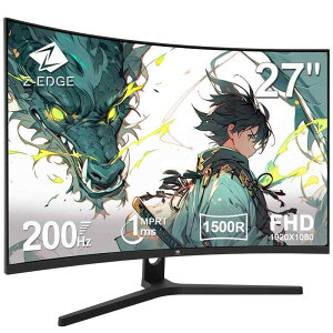 Z Z-Edge �p�ȃQ�[�~���O���j�^�[ 200Hz 27�C���` �f�B�X�v���C LED FHD 1920x1080/�����/VA�p�l��/�����^/HDR(�W���P�x:250cd/�������[�g��)/1ms/R1500�Ȗ�/FreeSync/HDMI/Displa