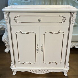超豪華限定　アンティーク ホワイト玄関 リビング収納・キャビネット 北欧風家具 姫系 木製 多目的収納 ロココ様式 高級　ホワイト