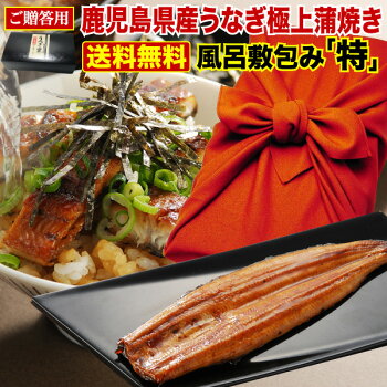 日本一の鰻の生産地【鹿児島県『うなぎの里』極上蒲焼き風呂敷包みセット!〔大蒲焼き1尾&きざみ蒲焼き2食〕たれ・山椒・吸い物付・送料無料】産地限定信頼の国産100%安心安全♪笑顔があふれる、とろける旨さ♪【楽ギフ_のし】