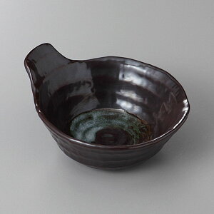 鉄結晶ろくべ型手付きとんすい(小) 13.3×11.5×6.3食器 国産 陶器 日本製 美濃焼 カフェ食器 和食器 和カフェ 取り鉢 煮物鉢 お鍋 湯豆腐 おでん おしゃれ シンプル おうちごはん