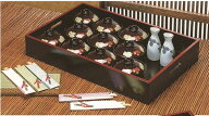 若泉漆器/(木製)(小)料理運び盆　黒木目天朱　※お盆のみの販売となりますW60.3×D40.3×H9cm