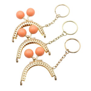 【3個】 がま口 口金 ミニ 幅5cm 縫い付け 全11色 キーリング付き 縫い付けタイプ 5 センチ 金具 パーツ 丸型 あめ玉 ミニ口金 ミニがま口 ライトゴールド 専門 ポーチ 財布 小銭入れ 鍵入れ バ