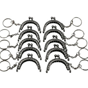 【10個】 がま口 口金 ミニ 幅5cm 縫い付け 全5色 キーリング付き 縫い付けタイプ 5 センチ 金具 パーツ 丸型 ミニ口金 ミニがま口 ゴールド シルバー ブラック 専門 ポーチ 財布 小銭入れ 鍵入