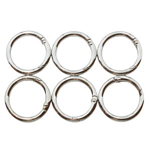 【6個】 カラビナ キーホルダー 全6サイズ 丸型 リング 金具 アクセサリーパーツ おしゃれ ポーチ かわいい 丸 フック 部品 ホルダー サークルカラビナ 丸カン バッグ チャーム アウトドア 鍵