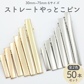 ストレートやっとこピン (50本セット) 選べる6サイズ [30mm〜75mm] 全2色 ヘアクリップ 【平日即日出荷(土日祝休)/国内検品】 やっとこピン ヘアピン クリップ 土台 ハンドメイド パーツ ヘアアクセサリー リボン つまみ細工 ベビーヘアクリップ まとめ買い 髪留め ss2609