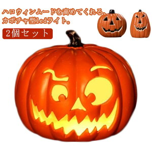 置物 玄関 飾り LED ハロウィン ライト イルミネーション 2個セット かぼちゃモチーフ ハロウィン カボチャ型 LEDライト カボチャ お化け 屋外 室内 飾り付け 装飾 学校 イベント Halloween 2個セ