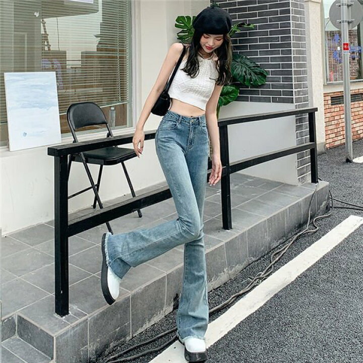 楽天市場】デニムブーツカットパンツ レディース ジーンズ デニム 