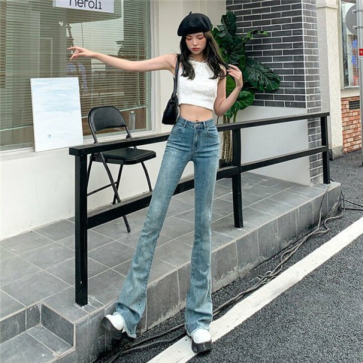 楽天市場】デニムブーツカットパンツ レディース ジーンズ デニム 