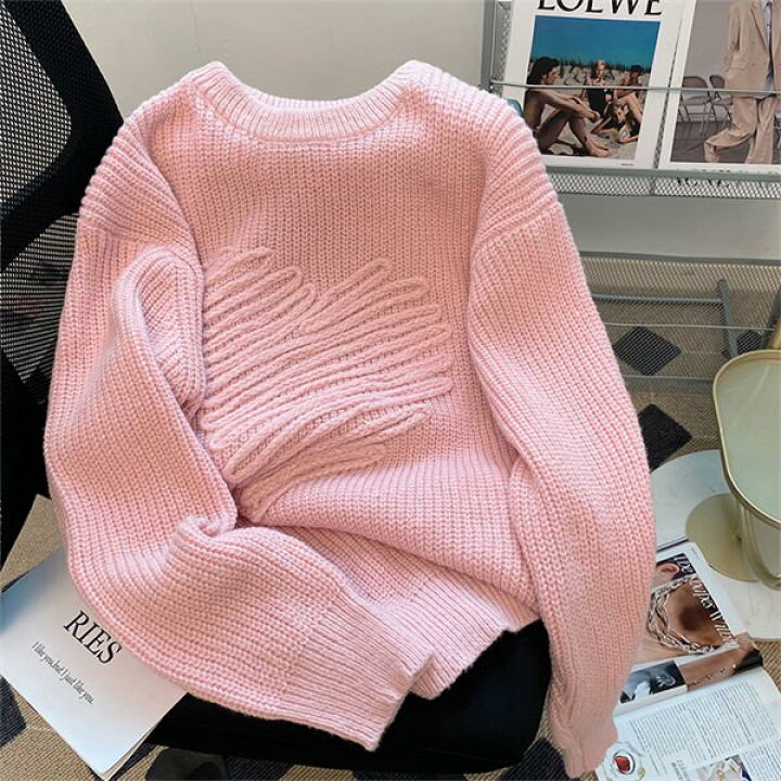 ❤️再入荷なし！新品❤️ニット レディース ピンク フリー 秋冬 ゆったり 