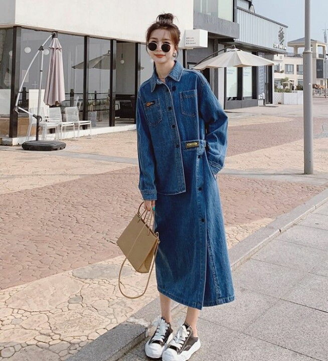 楽天市場】デニムコート レディース アウター 春 ロング デニム シャツ  