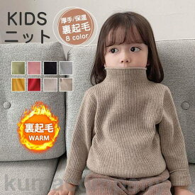 セーター 子供 ニット 男の子 女の子 裏起毛 ハイネック ベビー キッズ ジュニア 厚手 暖かい 冬 可愛い 快適 もこもこ 保温 インナー 小学生