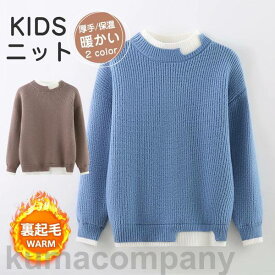 セーター 子供 ニット 男の子 裏起毛 重ね着 ベビー キッズ ジュニア 厚手 暖かい 冬 可愛い 快適 シンプル 保温 子供服 無地 おしゃれ