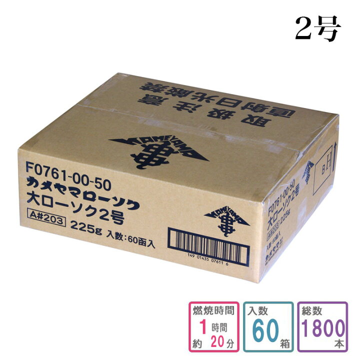 楽天市場】カメヤマローソク 2号 1ケース箱入り（1800本入り） 蝋燭 