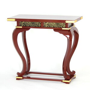 【良品アウトレット品】 優美型 立焼香机 幅2尺5寸×高さ70cm 朱塗り