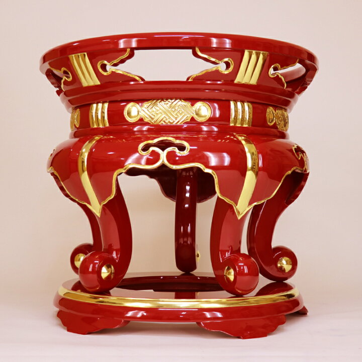 楽天市場】【寺院用仏具】丸金台 内寸8寸（24cm) 【サヤ付・朱塗面金箔 