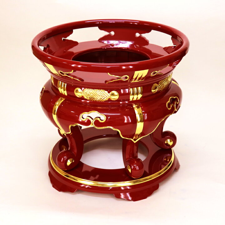 楽天市場】【寺院用仏具】丸金台 1尺（30cm) 【サヤ付・朱塗面金箔押 