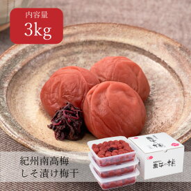 しそ漬梅干 塩分14% 3kg(1kg×3個) 酸っぱい しょっぱい ご飯のお供 昔ながら おばあちゃんの梅干し おにぎり お弁当