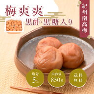 【送料無料】ご自宅用梅干 梅爽爽 黒酢・黒糖入り 塩分5% 850g 2L お徳用 紀州南高梅