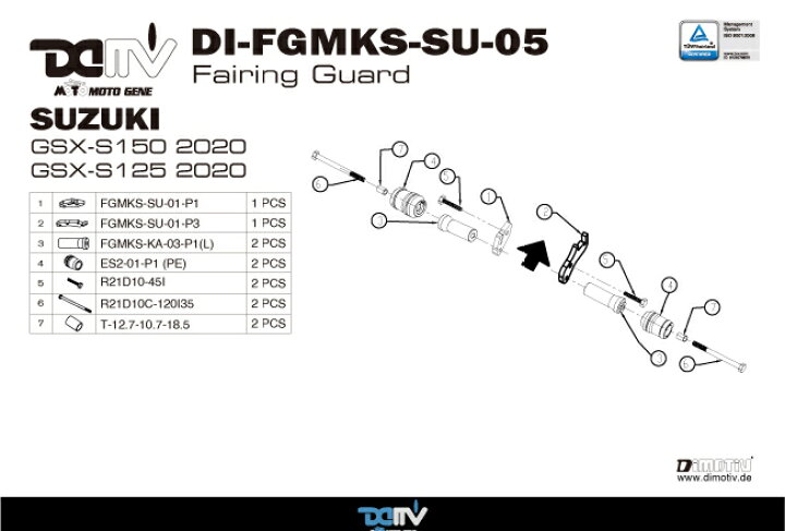 楽天市場】DIMOTIV di-fgmks-su-05 カウルスライダー GSX-S150 '20-'21 GSX-S125 '20-'21 :  パーツライン２４