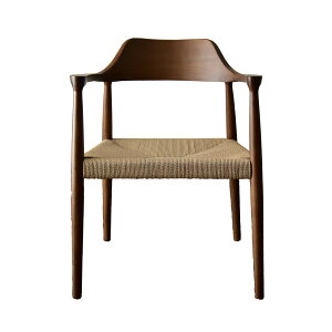 ダイニングチェア ペーパーコード 北欧 モダン 肘付き アーム付き アームレスト 木製 完成品 ブラウン ナチュラル 天然木 無垢 一脚 椅子 チェアー ペーパーコードチェア