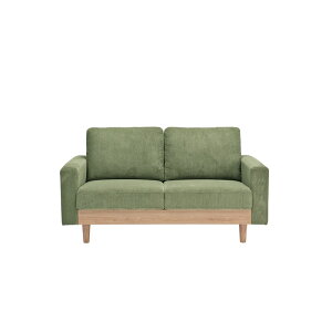 ソファー 2P 2人掛け ファブリック 布 コーデュロイ生地 木製 脚 脚付き ベージュ グリーン ブラック 幅150 おしゃれ 可愛い ソファ リビング 奥行80cm 幅150 肘有り