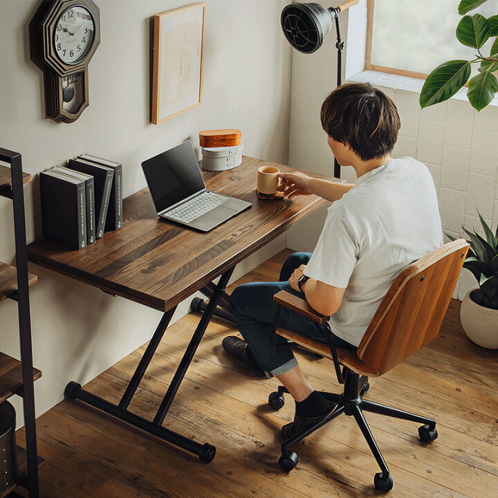 楽天市場】昇降式テーブル 120 リフティングテーブル 天然木 120×60 