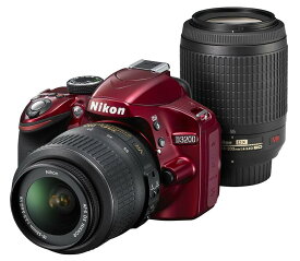 【中古】Nikon ニコン D3200 200mmダブルズームキット レッド