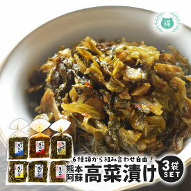 九州熊本の逸品　阿蘇の老舗漬物所　江藤加工食品　阿蘇高菜漬け各120g 辛子たかな　ごまたかな　めんたいたかな　ちりめんたかな　かつおたかな　高菜飯の素　6種の中から選べる3種セット　からし　明太子　鰹　明太たかな　阿蘇産　ご飯のお供