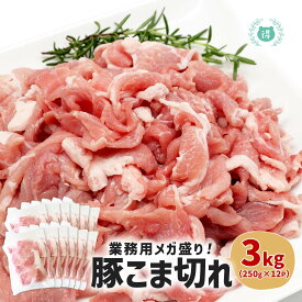 九州産業務用豚こま切れ3kg　便利な250gの小分けパックが12袋　豚小間/豚コマ/切り落とし/豚肉/国産　メガ盛り　豚肉　送料無料　熊本　※北海道及び沖縄県は別途+864円かかります。