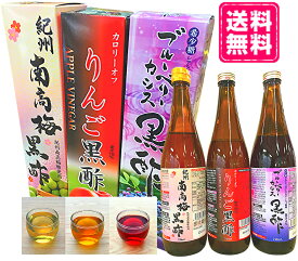 SSクリエイト りんご/ブルーベリー カシス/紀州南高梅 黒酢 720ml 3本 (3種×1本ずつ) 瓶 フルーツ黒酢