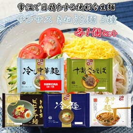 【サンサス 冷たい5種 1個ずつセット】きねうち生麺シリーズ(2食入×5袋)＼＼1個ずつセット(5種類各1個ずつ)／／(冷やし中華/十割そば/ビビン冷麺/冷麺/冷し辛麺)常温で日持ちする便利な生麺！ランチやお試しにも！