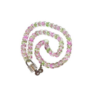 錠 付き アクリル チェーン ネックレス クリア セット グリーンピンク プラスチック アクセサリー ライブ<約105cm 輪1個3.1cm×1.9cm>超ロング キヘイチェーン 南京錠 錠 【定形外郵便のみ送料